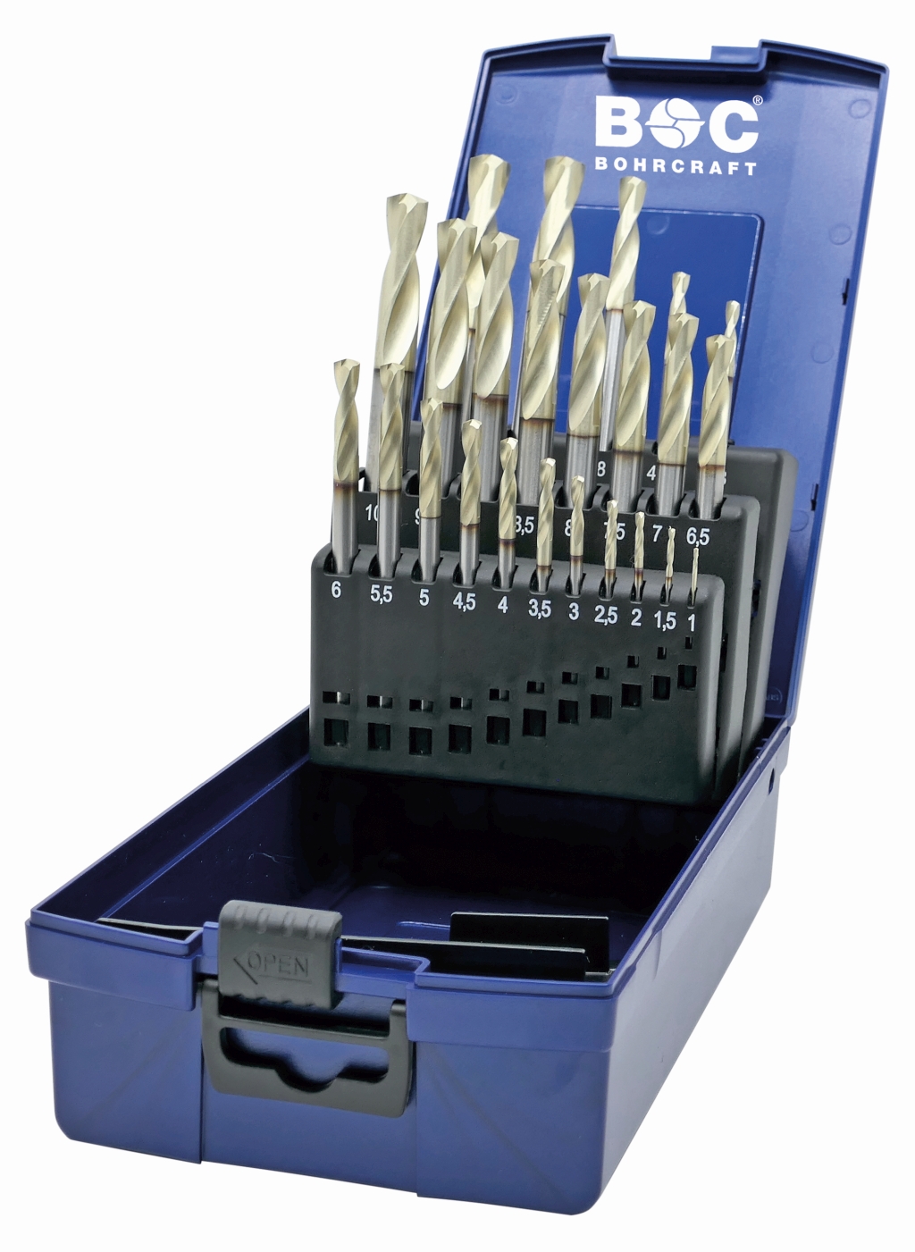 Bild von Bohrcraft Spiralbohrer M42 HARDOX HSS-E Co8 ZRN+ HDX in ABS-Box 24-tlg. 1,0-10,5 mm +3,3/4,2/6,8/10,2mm (VPE=1 Stück)